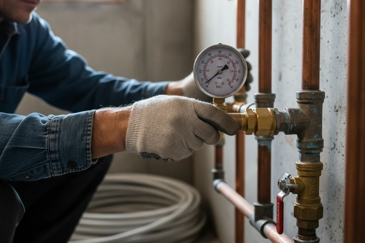 Pressure testing a repaired line during Water Line Repair in Loranger